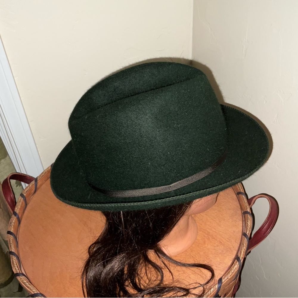 Borsalino Traveller Fur Felt Fedora Hat Green Made in Italy Water Repellent 60 - Picture 2 of 14